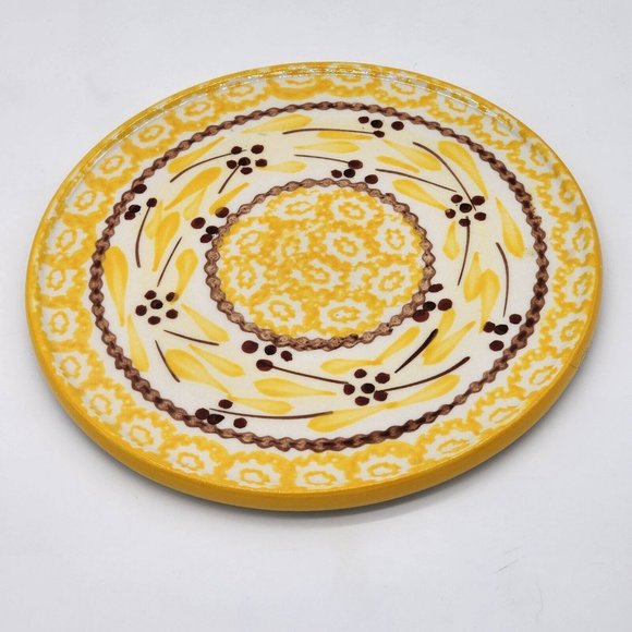 Temp-tations by Tara Hot Plate Lovely Yellow Old World Round Hand Painted - Picture 3 of 3